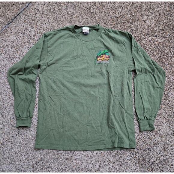 Vtg Y2k Ron Jon Surf Shop Lizard Graphic Longsleeve Surf T Shirt Green Large - Picture 3 of 5